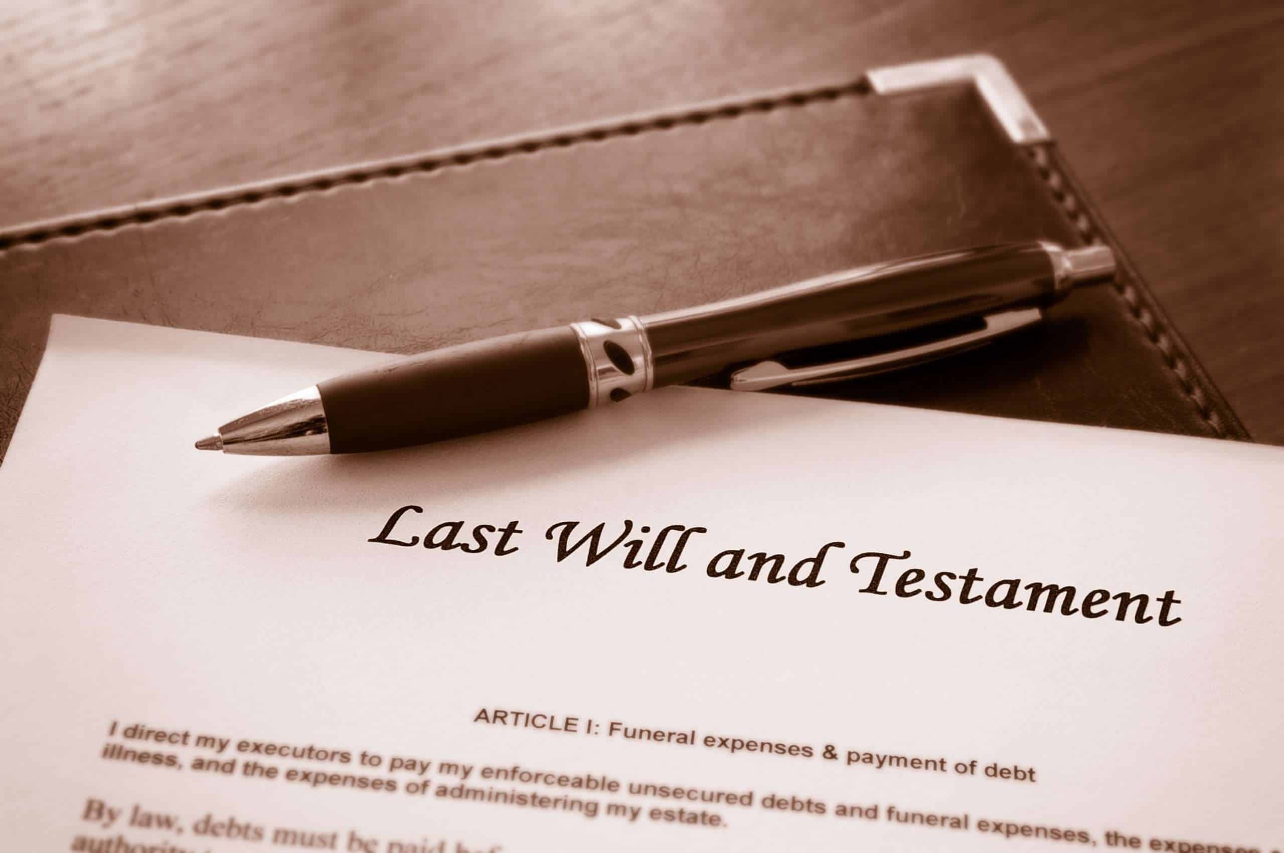 Tight shot of a will and a fancy pen