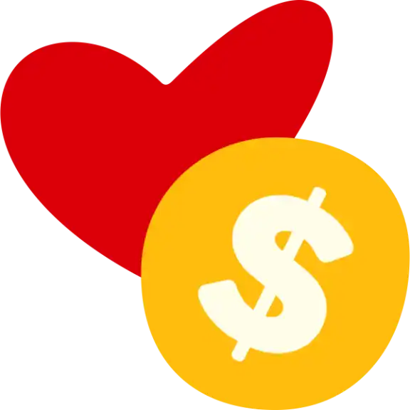 Hand drawn icon of money with heart