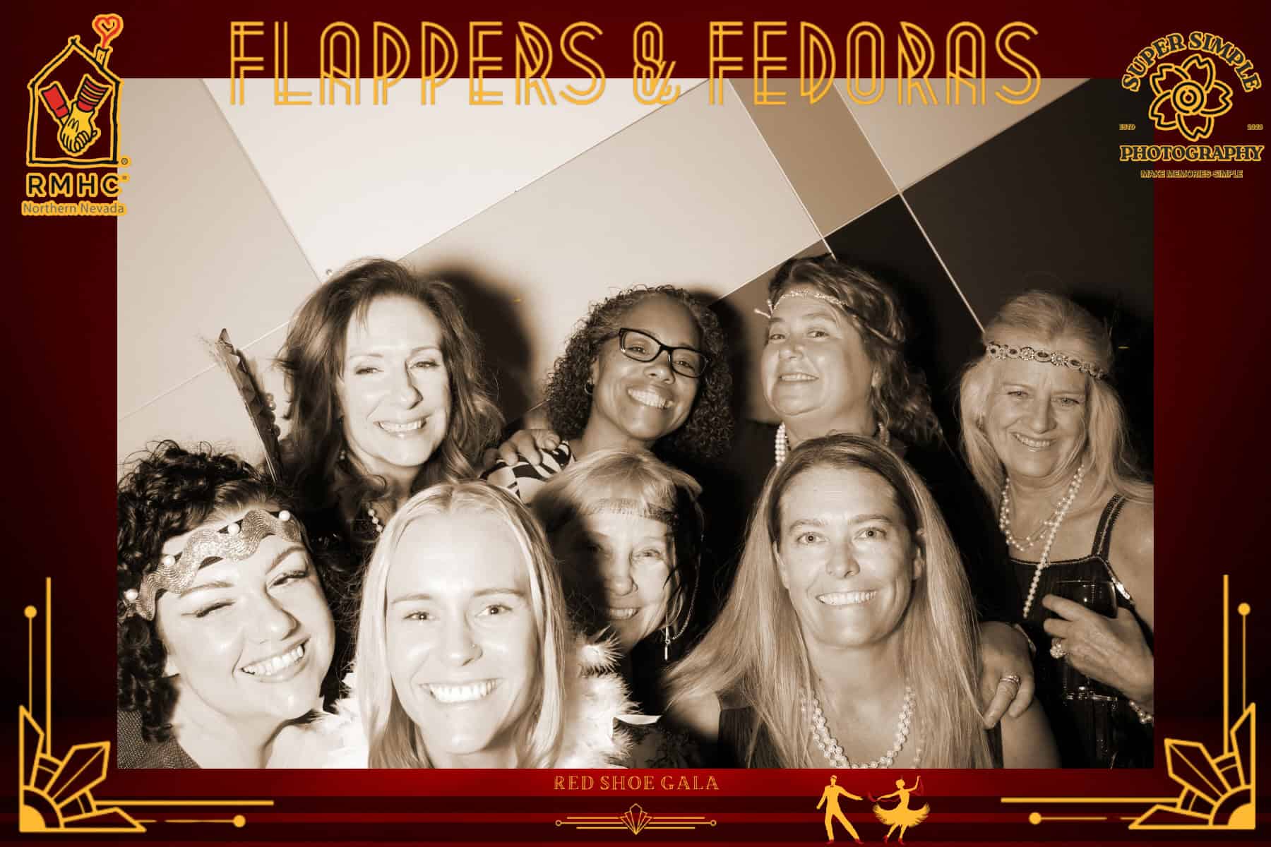 Group of women in 20s garb, in a Flappers & Fedoras Frame